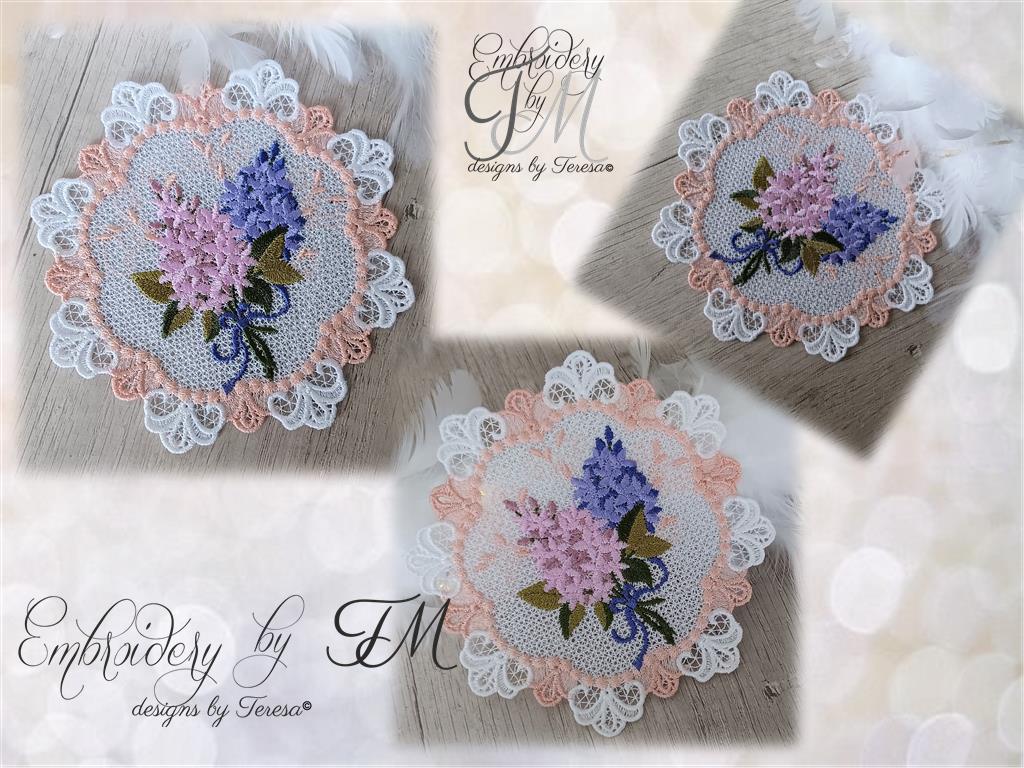 Coasters with Lilac / 5x7 hoop – Embroidery by TM - designs by Teresa