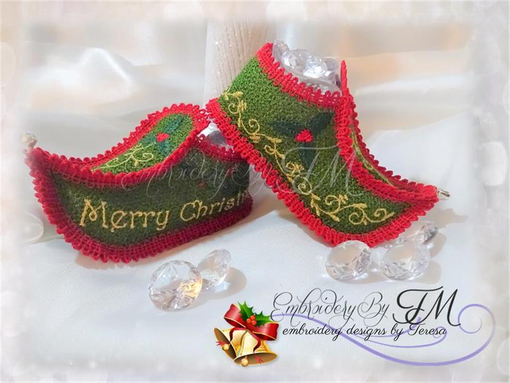 Elf booties FSL decorations/ 5x7 hoop/ three variations – Embroidery by