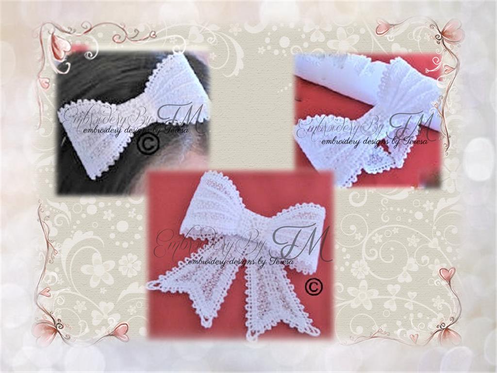 Large bow FSL / 5x7 hoop Embroidery by TM designs by Teresa s.r.o.