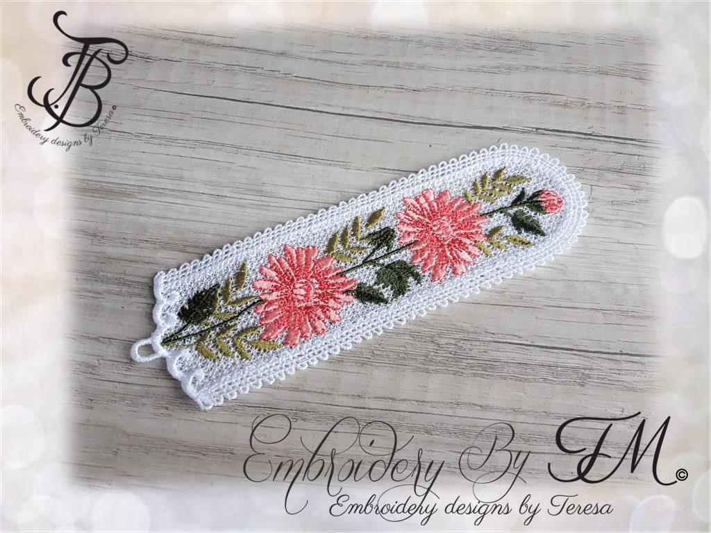Bookmark Chrysanthemum/ 5x7 hoop Embroidery by TM designs by Teresa