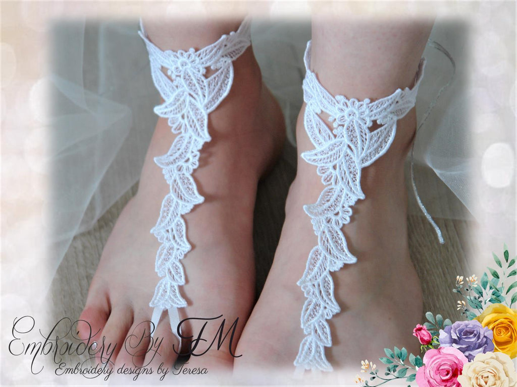 Barefoot sandal  ( wedding ) FSL/7x12 hoop