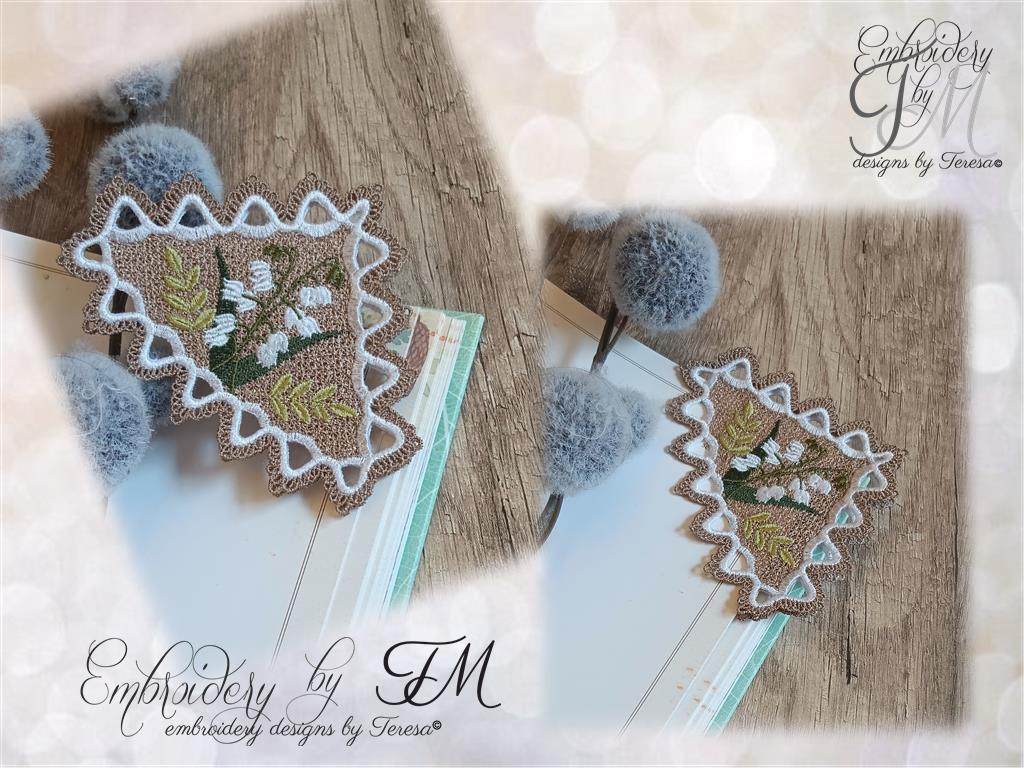 Corner bookmark / Lily of the valley / 5x7 hoop