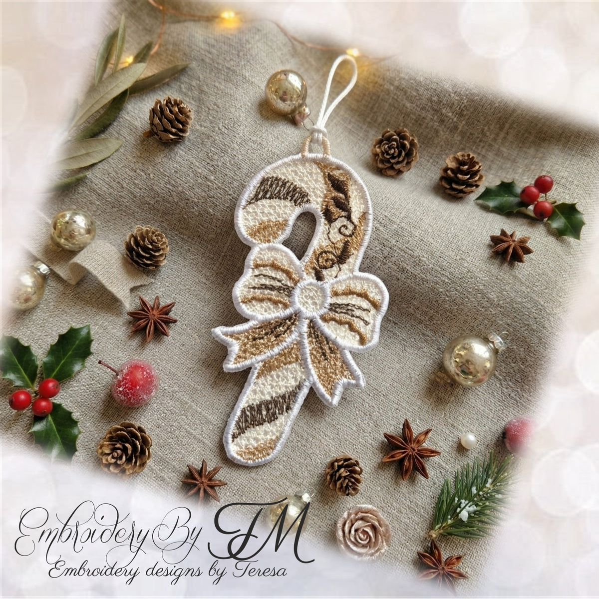 Christmas decorations Candy/4x4 hoop – Embroidery by TM - designs by Teresa