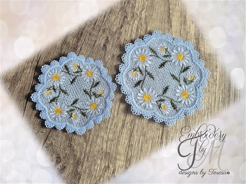 Coaster with daisies / 5x7 and 4x4 hoop