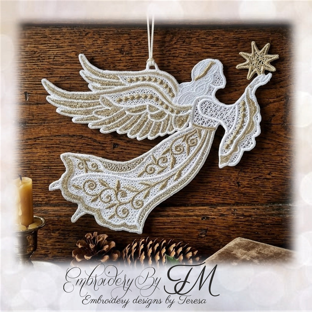 Christmas angel with star - TM/5x7 hoop – Embroidery by TM - designs by ...