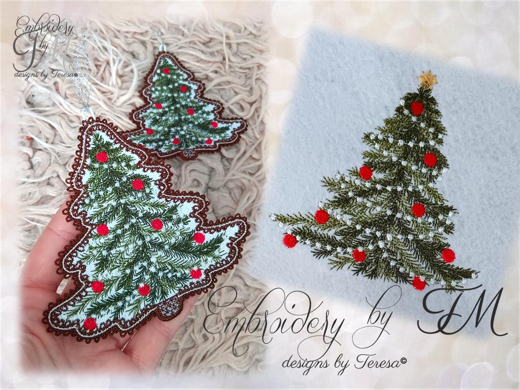 Christmas tree / combination of lace and felt and embroidery design/4x4 and 5x7 hoop