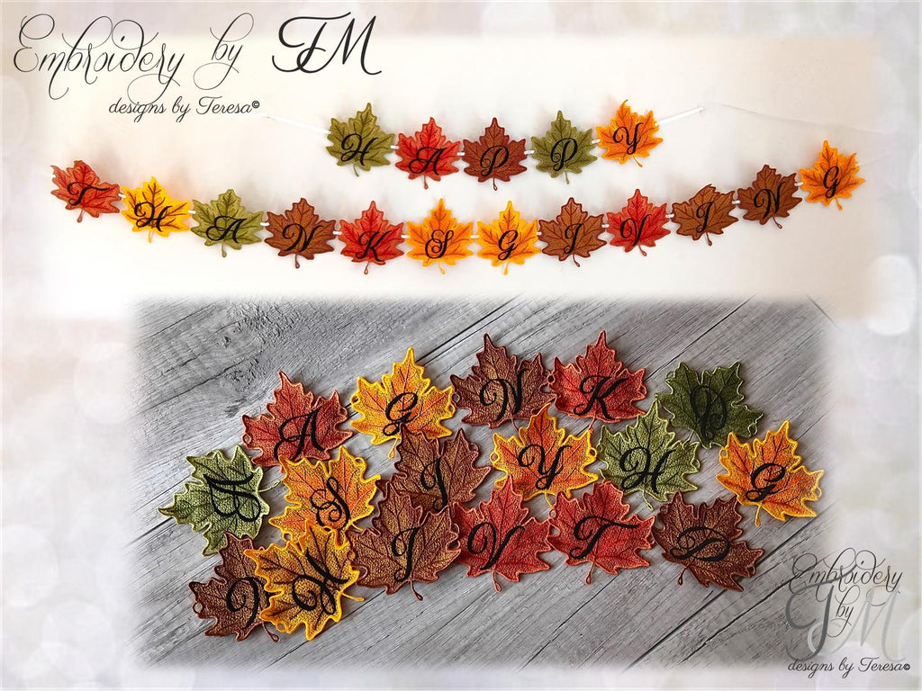 FSL Autumn leaves - Happy Thanksgiving / 4x4 hoop