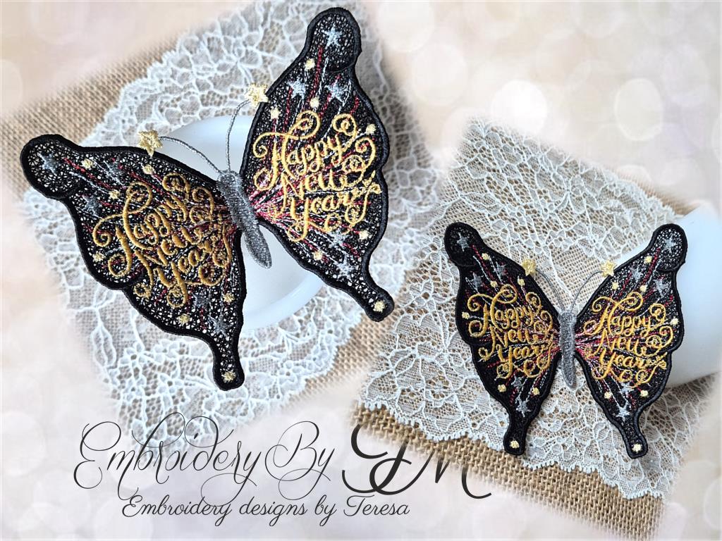 Butterfly Happy New Year/5x7 hoop