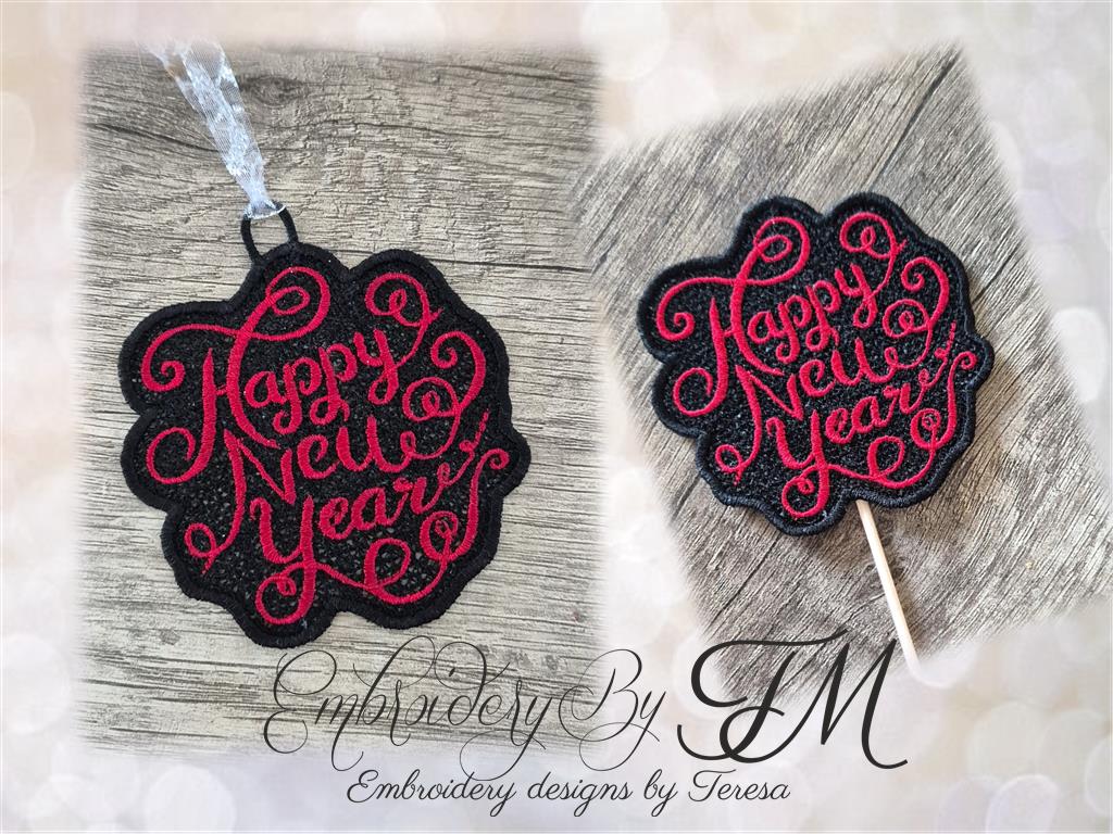 Decorations Happy New Year/4x4 hoop/ two variations