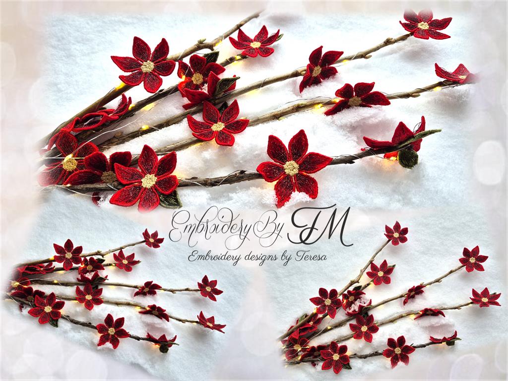 Christmas small flowers/4x4 hoop