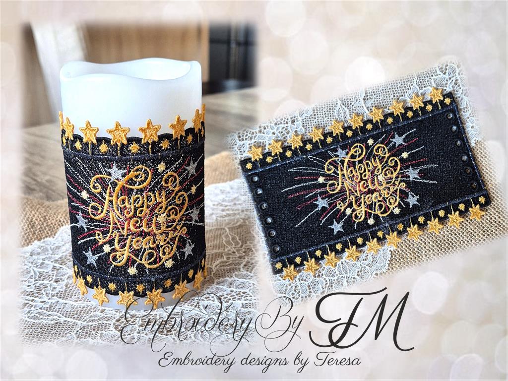 Candle corset Happy New Year/5x7 hoop