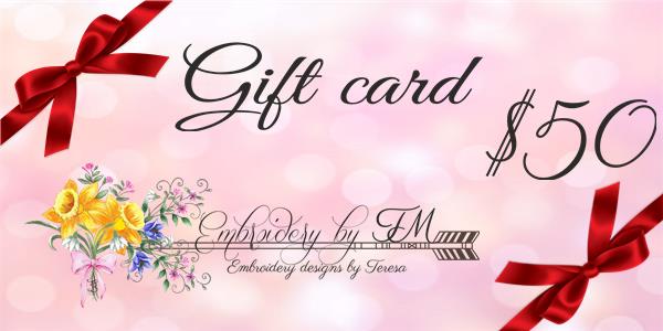 Gift Card - 7 variations/$ 10,$ 15,$ 20,$ 25,$ 30,$ 50 and $ 100