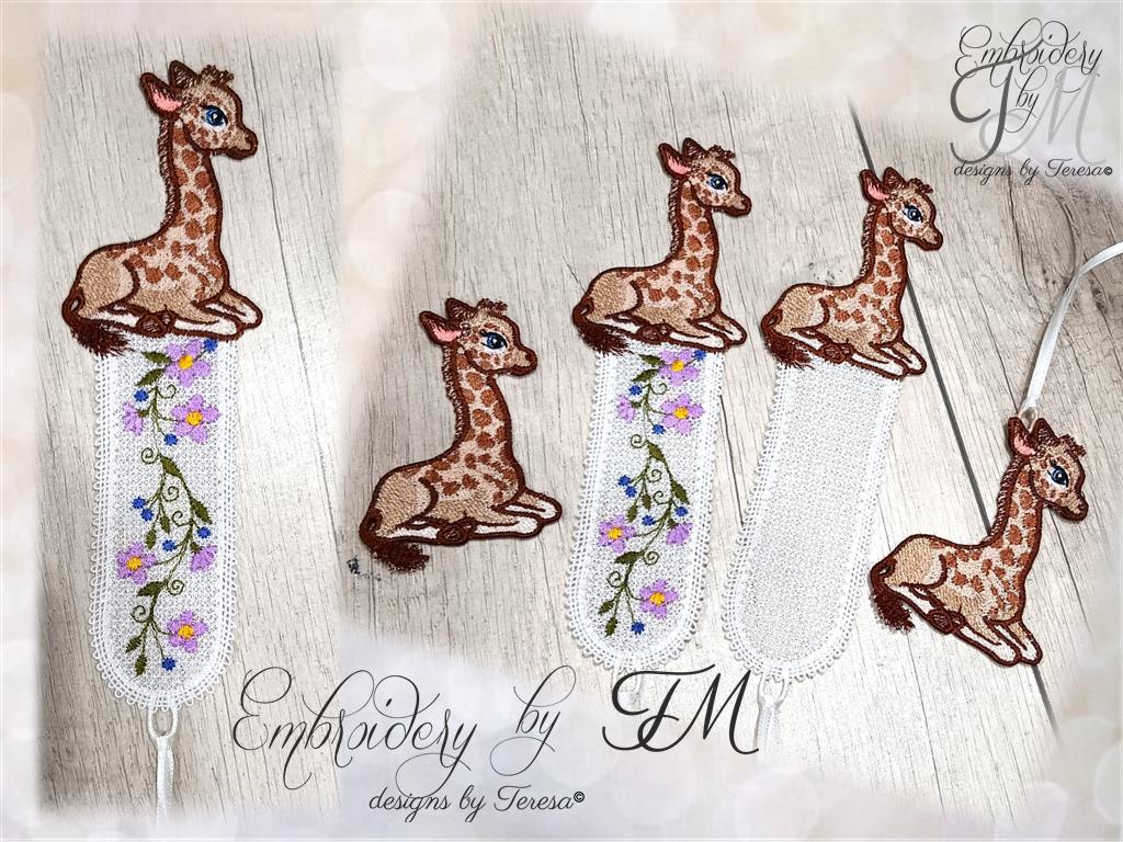 Bookmark Giraffe /the bookmarks is in a 5x7 hoop and the separate Giraffe is in a 4x4 hoop