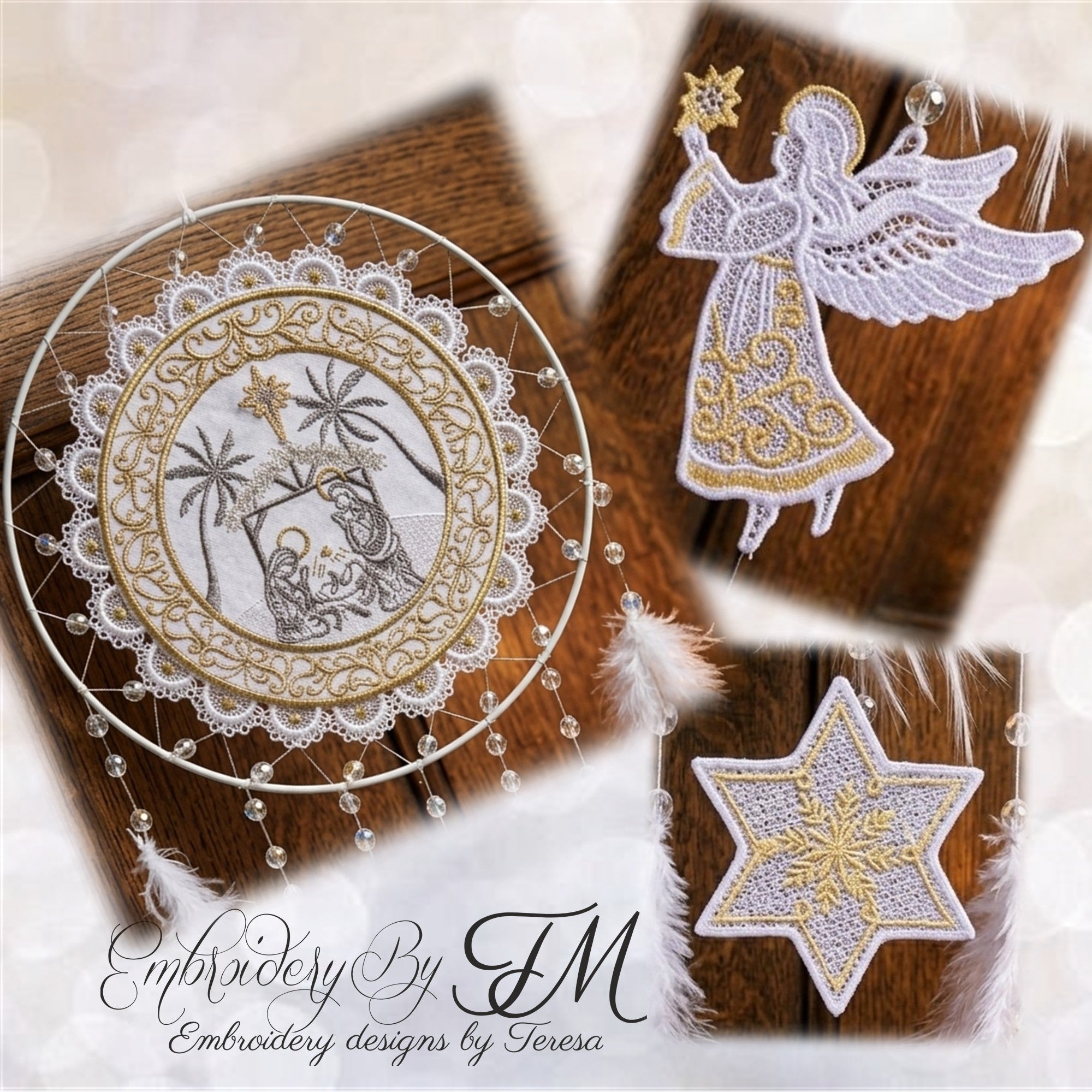 Dream catcher Nativity/three sizes/5x7, 6x10 and 8x8 hoop/two variatio ...