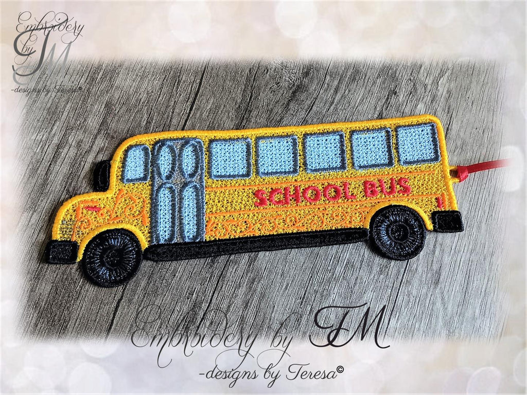 School bus bookmark FSL - Doors to the left or right/5x7 hoop/two variations