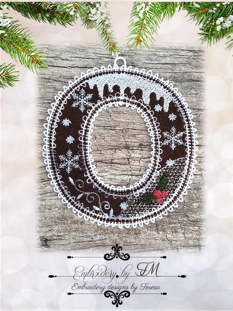 O gingerbread alphabet/5x7 hoop/combination of felt and lace