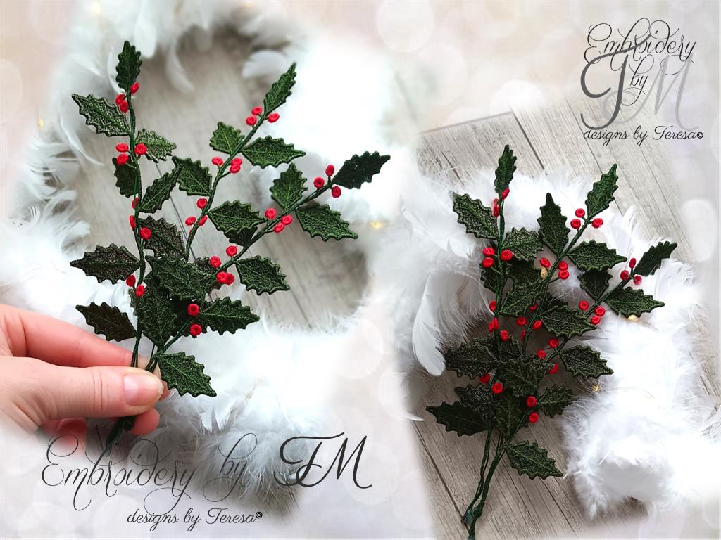 Holly decorations/ 5x7 hoop