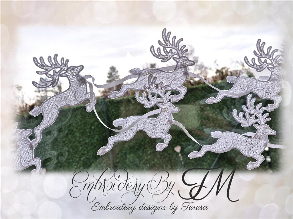 Santa and reindeers for the window or decoration/ two variations