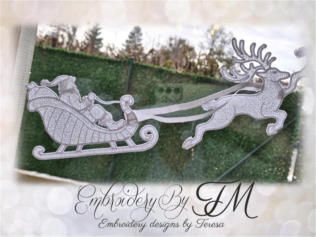 Santa and reindeers for the window or decoration/ two variations