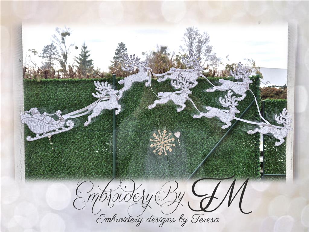 Santa and reindeers for the window or decoration/ two variations