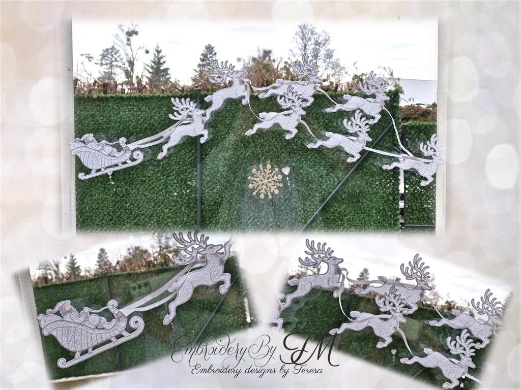 Santa and reindeers for the window or decoration/ two variations