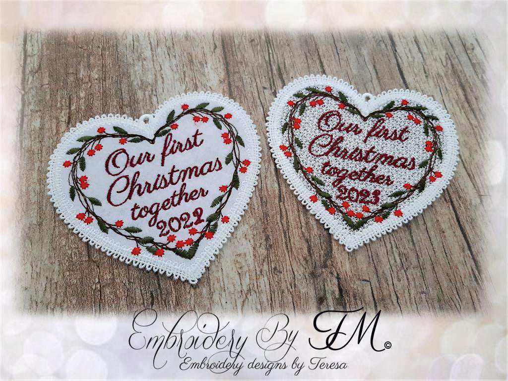 Christmas heart  2022 and 2023/ two variations / 4x4 hoop