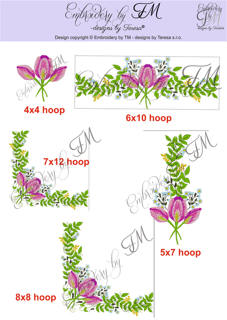 Tulips flowers by TM / embroidery designs/more variants