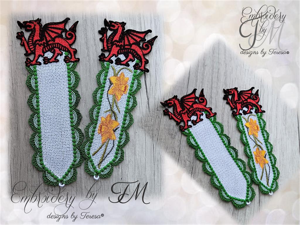 Bookmark with Welsh dragon / two sizes/two variations/5x7 and 8x8 hoop