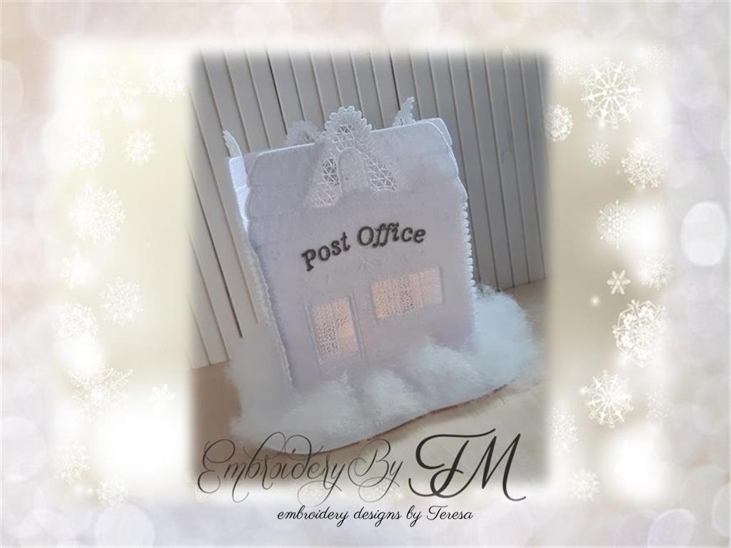 Lantern or window decoration / House No.10 / Combination of felt and lace