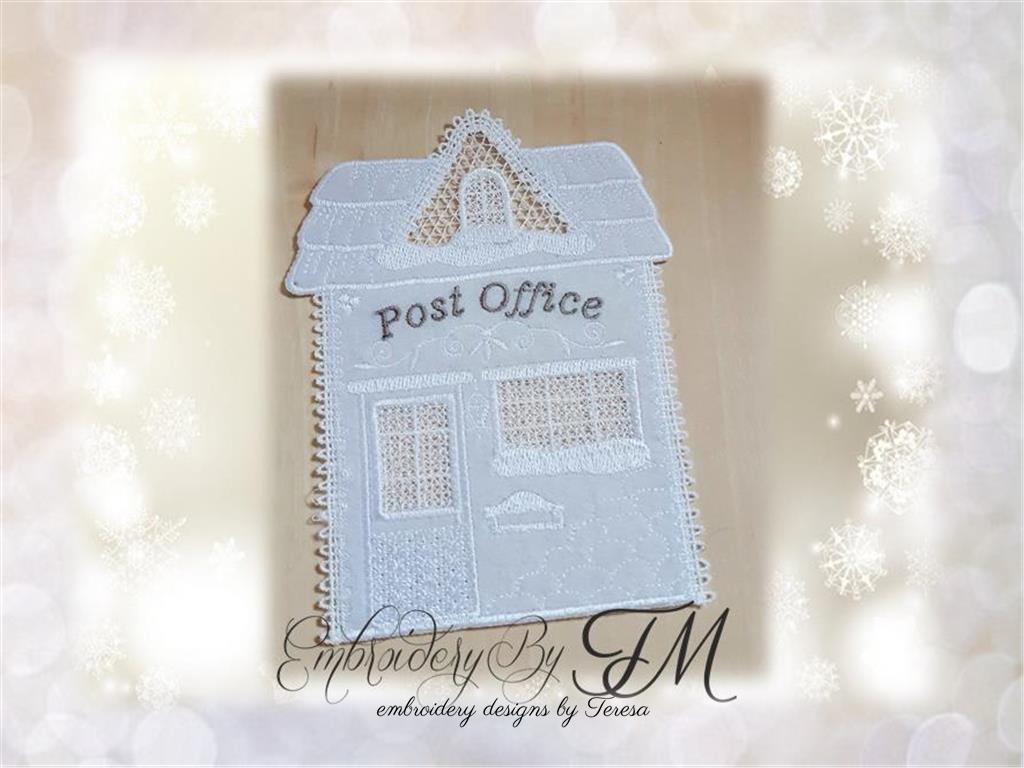 Lantern or window decoration / House No.10 / Combination of felt and lace