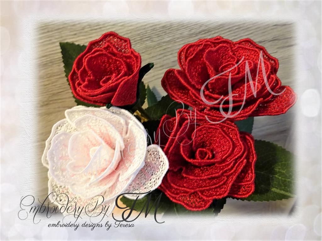 3D rose lace / 4x4 hoop / two color variations