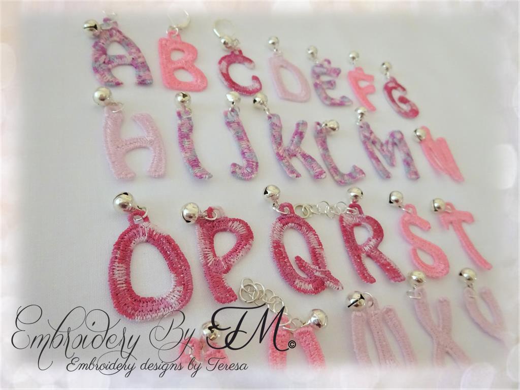Alphabet jewelry lace + numbers / 4x4 hoop / FSL/ 38 pieces