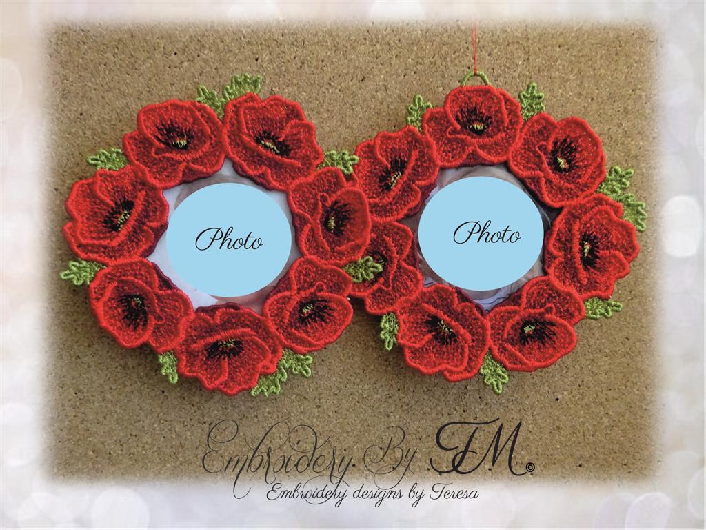 Photo frame FSL with Poppies/ 4x4 hoop / two variations
