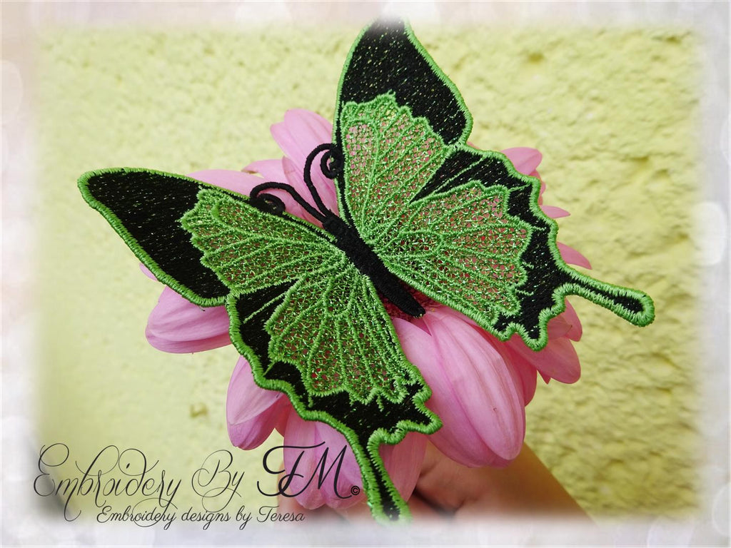 Lace butterfly green/4x4 hoop