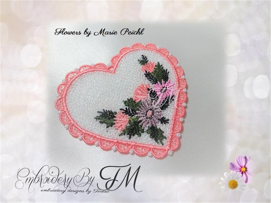 FSL Heart with colors flowers / 4x4 hoop