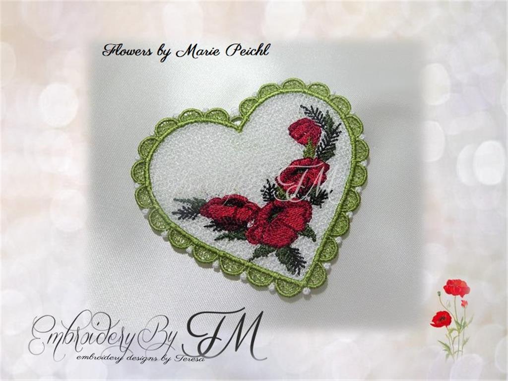 Heart Flowers - Version 2020 - Embroidery for Valentine, Wedding