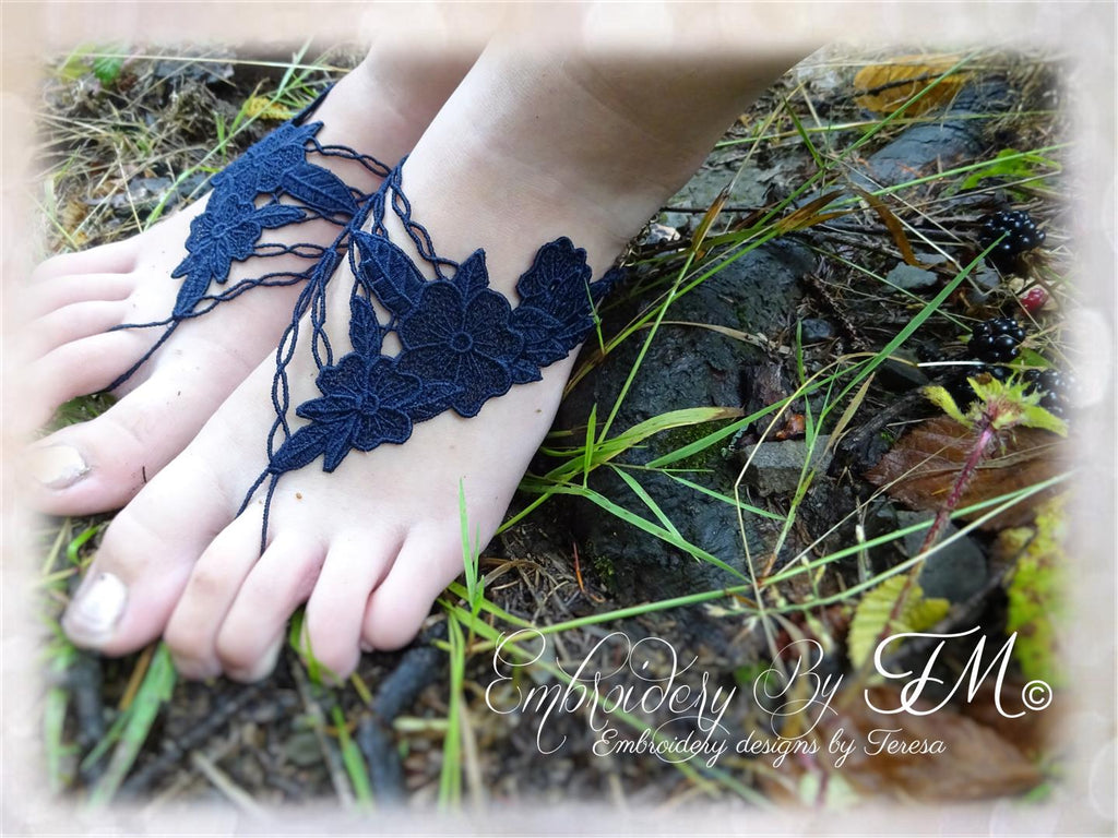 Barefoot sandals lace/5x7 hoop