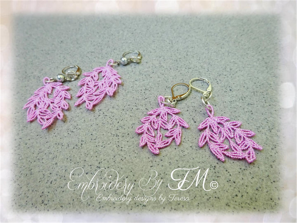 Earrings leaves lace small / two sizes/4x4 hoop