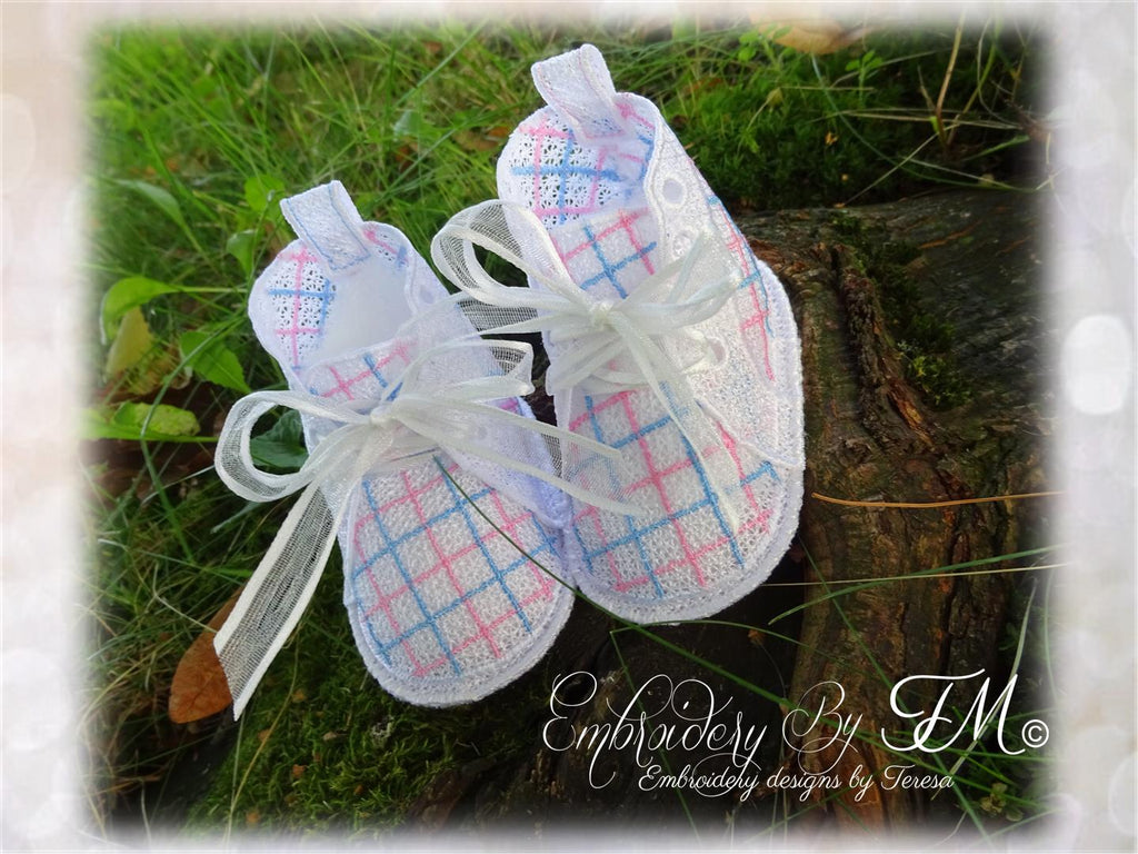 Sneakers for baby pink and blue No.31/4x4 hoop