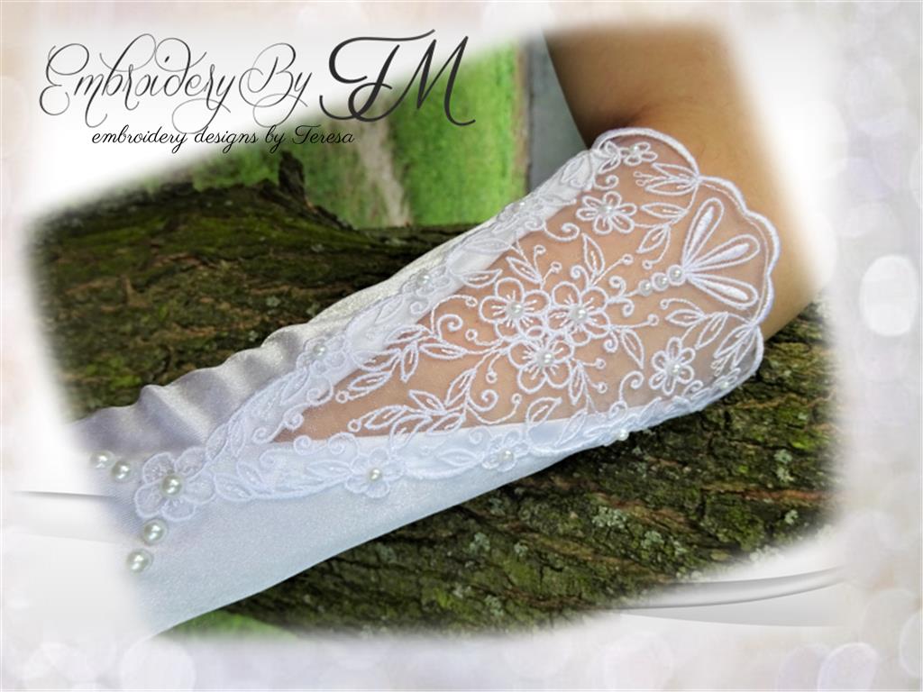 Design for wedding gloves, t-shirt, dress etc. No.1/ Organza insert / 5x7 hoop