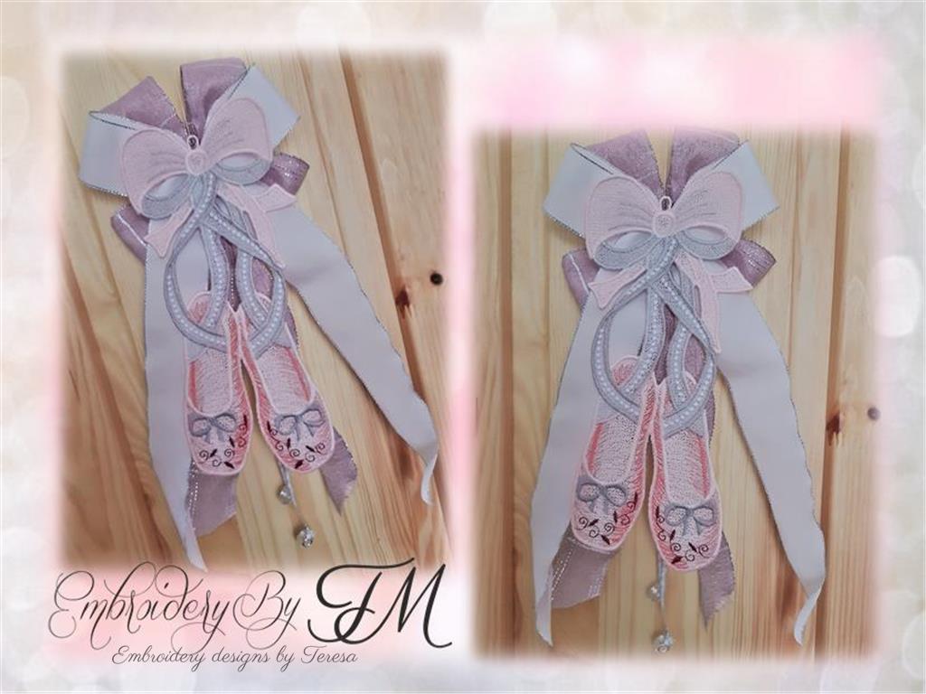 Ballet point shoes and ribbon/6x10 and 5x7 hoop