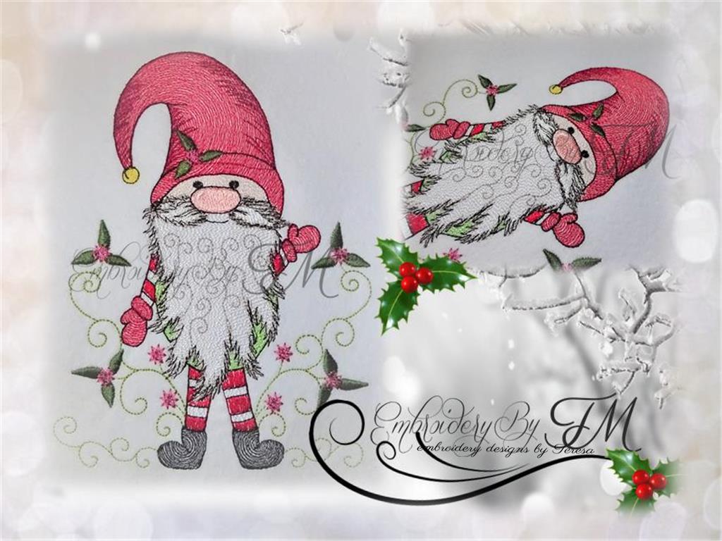 Gnome christmas No.2 / embroidery design / two sizes