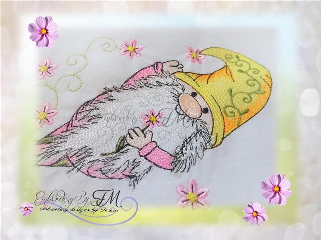 Gnome Spring No.1 / embroidery design / two sizes