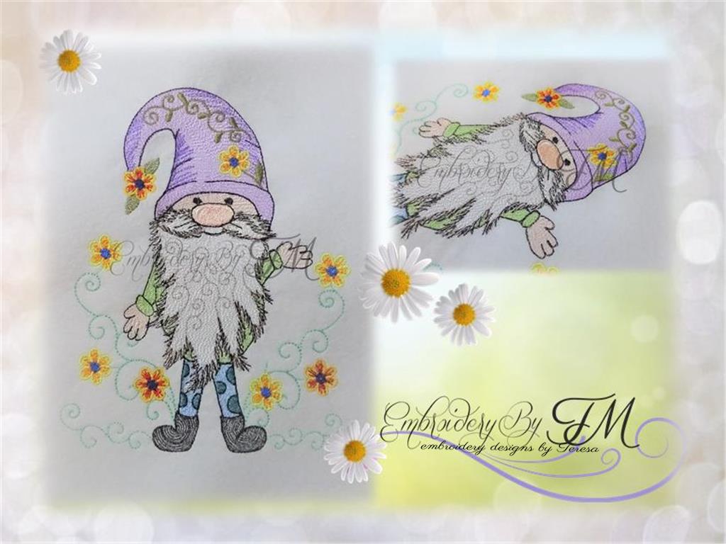 Gnome Spring No.2 / embroidery design / two sizes