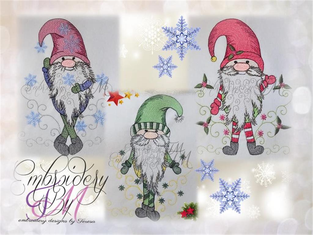 Gnomes christmas set/ embroidery design / two sizes