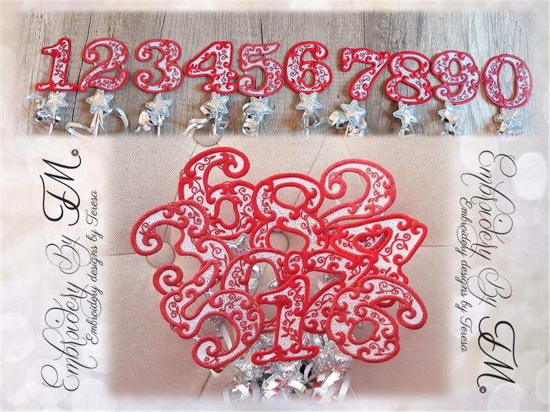 Number FSL large set with ornaments / 4x4 hoop – Embroidery by TM ...