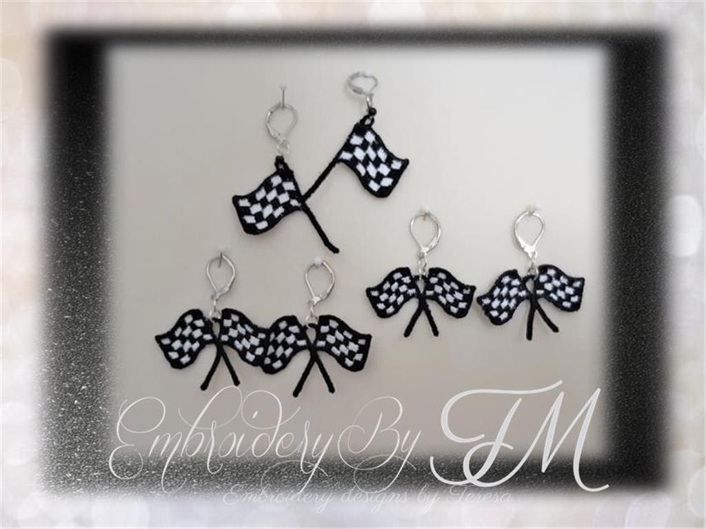 Checkered flag - earrings FSL