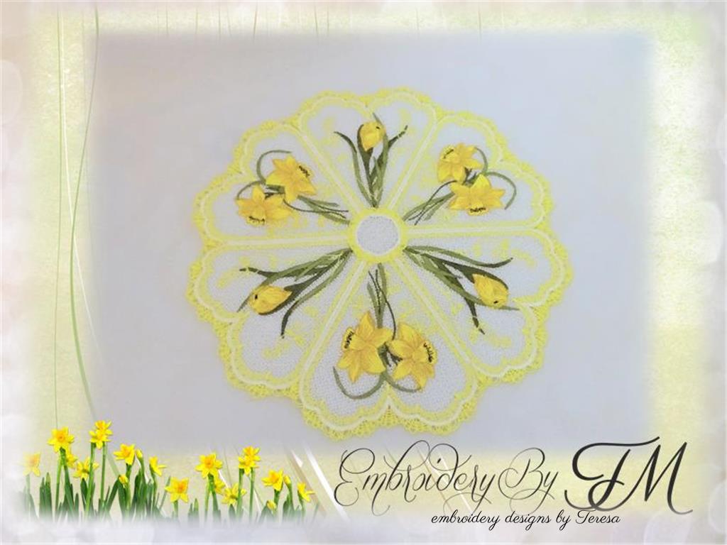 Doily with Daffodil / 5x7 hoop