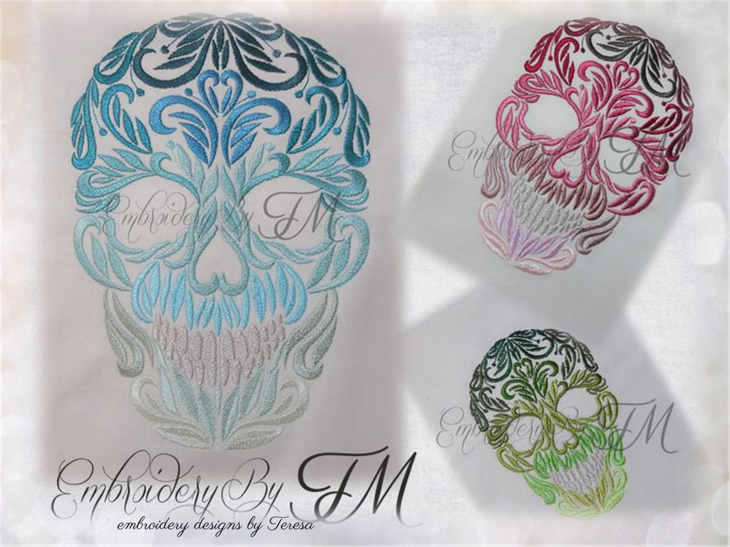 Skull embroidery design / This design is not FSL/ three sizes