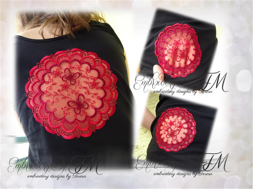 ITH hoop design for t-shirt, pillow, etc./ Two variations/ITH design and decorative design on the organza/Four sizes